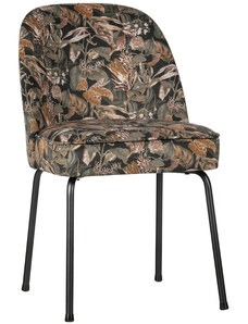 Hoorns Černá sametová jídelní židle Tergi s květinovým vzorem II.