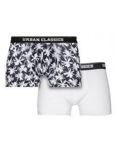 URBAN CLASSICS Men Boxer Shorts Double Pack - palm aop+white