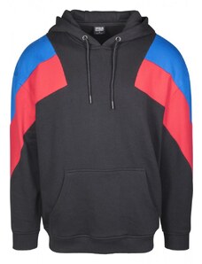 URBAN CLASSICS Oversize 3-Tone Hoody - blk/brightblue/firered