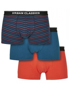 URBAN CLASSICS Boxer Shorts 3-Pack - mini stripe aop+boxteal+boxora