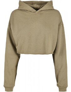 URBAN CLASSICS Ladies Oversized Cropped Hoody - khaki