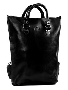 Dámský kožený batoh-taška černý BHARÁTÍ - SAJO, řemeslná výroba