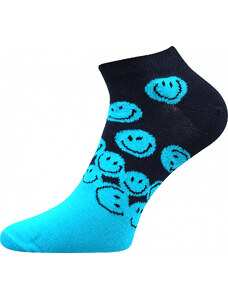Boma ponožky Piki 30-34 (20-22) obrázek: smajlík, barva: modrá-modrá