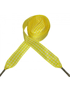 Módní tkaničky - žluté kárované kazl001