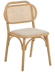 Dubová jídelní židle Kave Home Doriane s ratanovým opěradlem