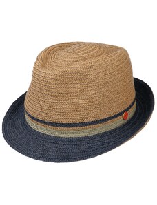 Béžový letní klobouk Trilby s modrou krempou - Mayser Troy