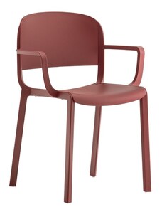 Pedrali Červená plastová jídelní židle Dome 265 s područkami