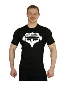 Aleš Lamka Elastické tričko Superhuman velké logo - černá/bílá