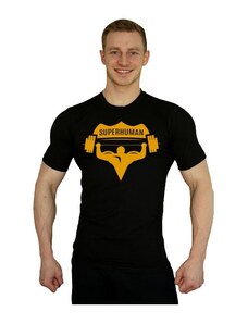 Aleš Lamka Elastické tričko Superhuman velké logo - černá/žlutá