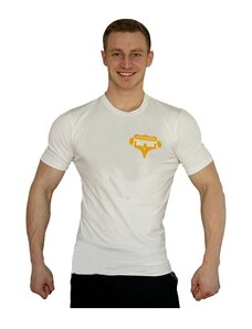 Aleš Lamka Bílé tričko Superhuman malé žluté logo 6 — vel. M