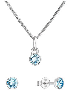 EVOLUTION GROUP Sada šperků s krystaly Swarovski náušnice, řetízek a přívěsek modré 39177.3 aqua