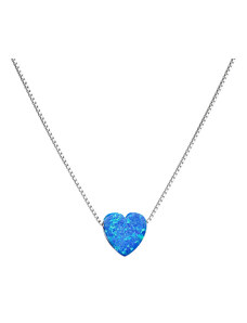 EVOLUTION GROUP Stříbrný náhrdelník se syntetickým opálem modré srdce 12048.3