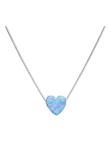 EVOLUTION GROUP Stříbrný náhrdelník se syntetickým opálem světle modré srdce 12048.3