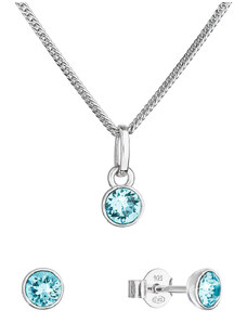 EVOLUTION GROUP Sada šperků s krystaly Swarovski náušnice, řetízek a přívěsek modré 39177.3 lt. turquoise