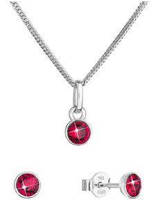 EVOLUTION GROUP Sada šperků s krystaly Swarovski náušnice, řetízek a přívěsek červené 39177.3 ruby