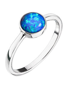 EVOLUTION GROUP Stříbrný prsten se syntetickým opálem modrý kulatý 15001.3