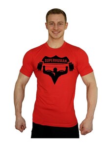 Bizon Gym Červené tričko Superhuman velké černé logo 13 — vel. M