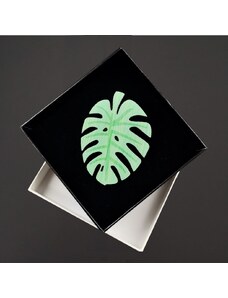 AMADEA Dřevěná brož list monstery, 6 x 4,5 cm, český výrobek