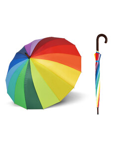 Doppler LONDON Rainbow duhovaný holový deštník s dřevěnou rukojetí