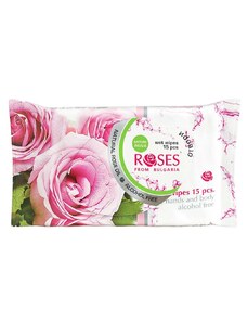 Ellemare Ubrousky Vlhčené Wet wipes ROSES with rose oil Alcohol free 15pcs