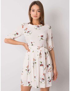 BASIC Béžové dámské šaty se vzorem květin -beige Květinový vzor