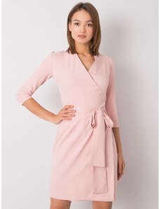 BASIC Světle růžové šaty s vázáním -pink Pudrová