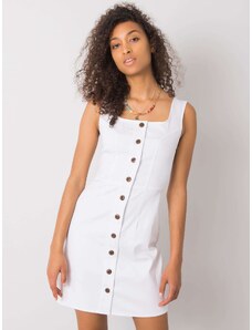 BASIC Bílé dámské šaty s knoflíky -white Bílá