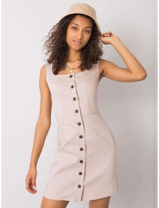 BASIC Béžové dámské šaty s knoflíky -beige Béžová