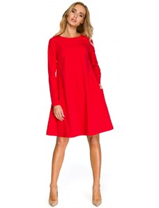 STYLOVE S137 Šifonové šaty s detailem na zádech - červené