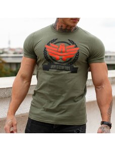 Pánské fitness tričko Iron Aesthetics Triumph, Vojenská zelená