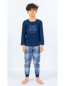 Vienetta Kids Dětské pyžamo dlouhé Sova - tmavě modrá