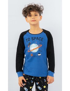Vienetta Kids Dětské pyžamo dlouhé Vesmír - modrá