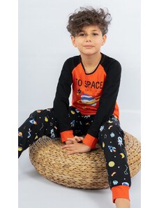Vienetta Kids Dětské pyžamo dlouhé Vesmír - oranžová