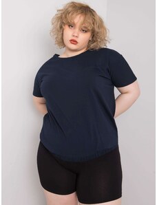 Fashionhunters Tmavě modrá bavlněná halenka plus size