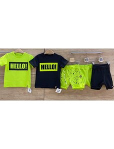 Chlapecké triko HELLO černé/neon žlutá