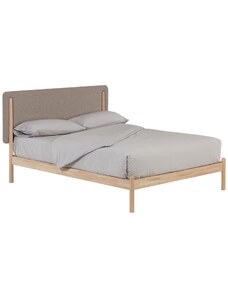 Dřevěná postel s látkovým čelem Kave Home Shayndel 160 x 200 cm