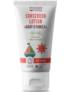 WoodenSpoon opalovací tělové mléko v tubě Baby & Family SPF50 150 ml