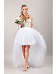 ADELO Tutu sukně tylová s vlečkou - svatební bílá - 6 vrstev tylu - PRINCESS