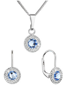 Evolution Group s.r.o. Evolution Group CZ Sada šperků s krystaly Swarovski náušnice a přívěsek modré kulaté 39109.3 lt. sapphire