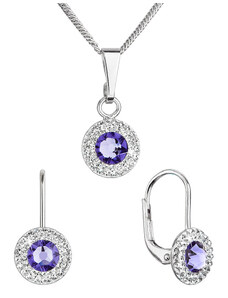 Evolution Group s.r.o. Evolution Group CZ Sada šperků s krystaly Swarovski náušnice a přívěsek fialové kulaté 39109.3 tanzanite