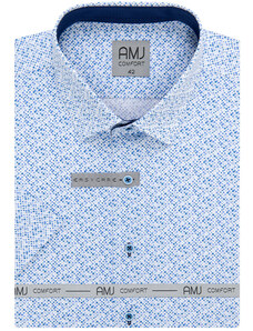 Košile AMJ Comfort fit s krátkým rukávem - s modrým vzorem VKBR1208