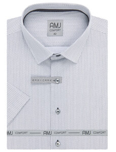 Košile AMJ Comfort fit s krátkým rukávem - s drobným šedým vzorem VKBR1199