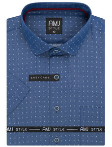Košile AMJ Comfort fit s krátkým rukávem - modrá se vzorem VKR1126