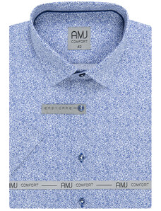 Košile AMJ Slim fit s krátkým rukávem - s drobným modrým vzorem VKSBR1195