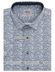 Košile AMJ Slim fit s krátkým rukávem - s tmavě modrým vzorem VKSBR1202