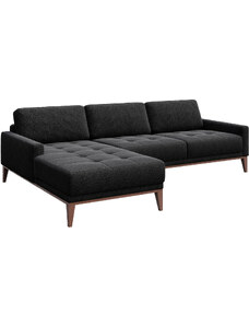 Antracitová látková rohová pohovka MESONICA Musso Tufted, levá, 248 cm