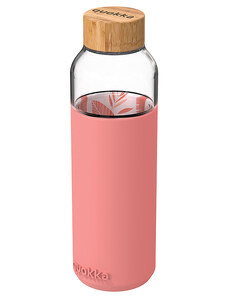 Skleněná lahev na vodu Flow, 660ml, Quokka, pink botanical