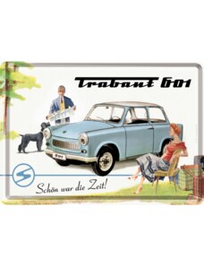 NOSTALGIC-ART Retro cedule pohlednice plech 100x140 Trabant modrý