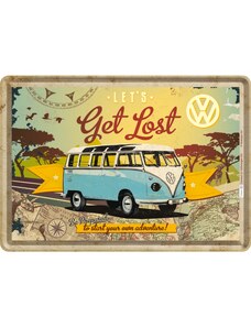 NOSTALGIC-ART Retro cedule pohlednice plech 100x140 VW Let´s Get Lost