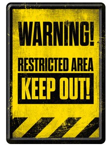 NOSTALGIC-ART Retro cedule pohlednice plech 100x140 Warning! Restricted Area Keep
